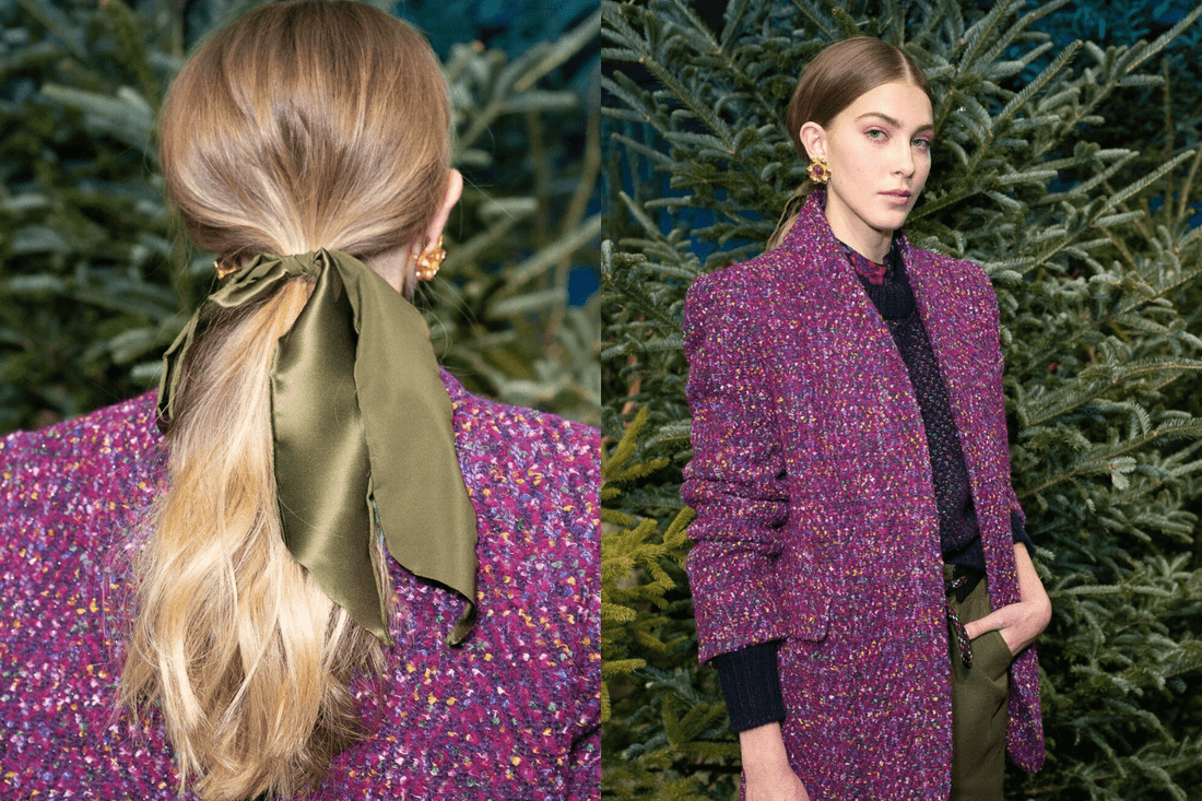 25 Chic Ponytail Hairstyles to Elevate Your Look 25 How to: Ponytail Tied with a Scarf at | Veronica Beard – Moroccanoil